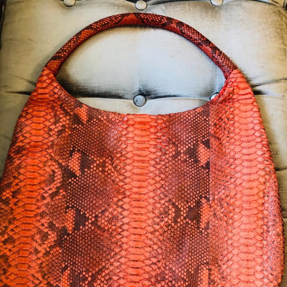 Devi Kroell Python Embossed Leather Shoulder Handb - image 3